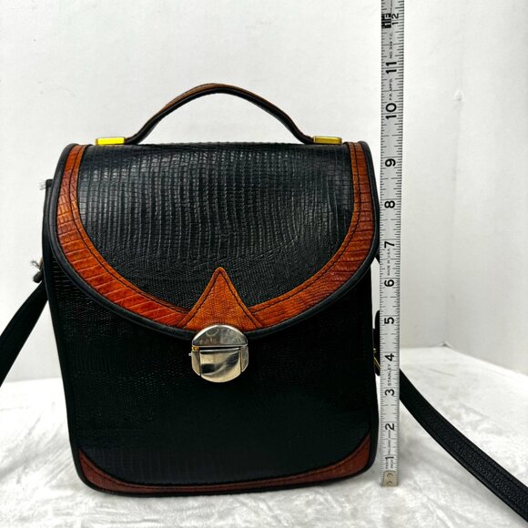 D.Brew Genuine Alligator Exotic Leather #B084A000408 Black Brown Shoulder Bag - Picture 12 of 16